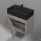 Small Bathroom Vanity With Black Sink, Wall Mounted, Modern, 24